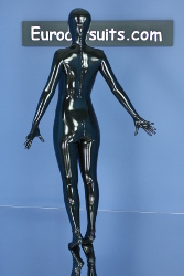 made-to-measure latex catsuit with attached latex mask , gloves and socks
